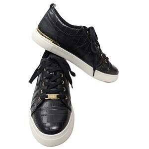 ALDO Black Croc-Embossed Sneakers with Gold Accents Size 9